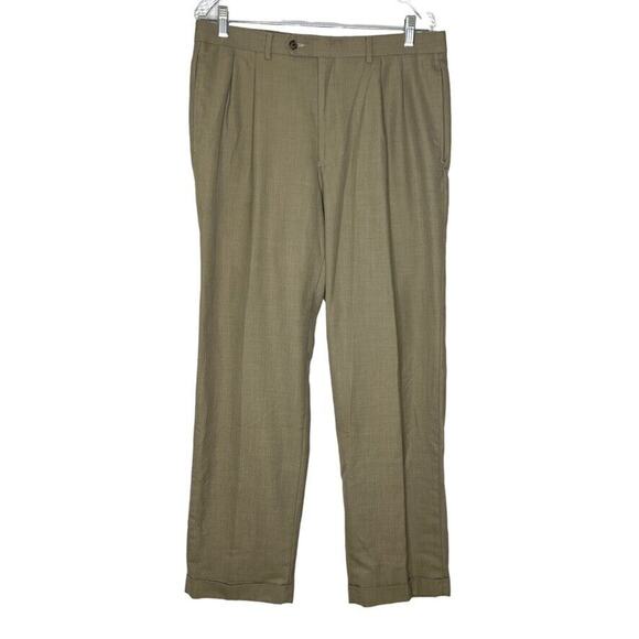 Ralph Lauren Beige Khaki Flat Front Dress Pants Size 34 X 32 Men's - Picture 1 of 11